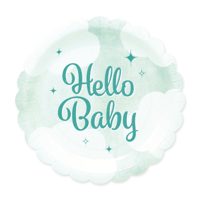 Turquoise Borden Hello Baby 19cm van WeFiesta koop je bij Partywinkel
