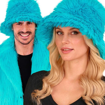 Turquoise Bucket Hat Pluche van Widmann koop je bij Partywinkel