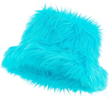 Turquoise Bucket Hat Pluche van Widmann koop je bij Partywinkel
