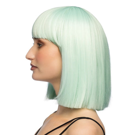 Turquoise Pruik Bob Met Pony van Boland koop je bij Partywinkel
