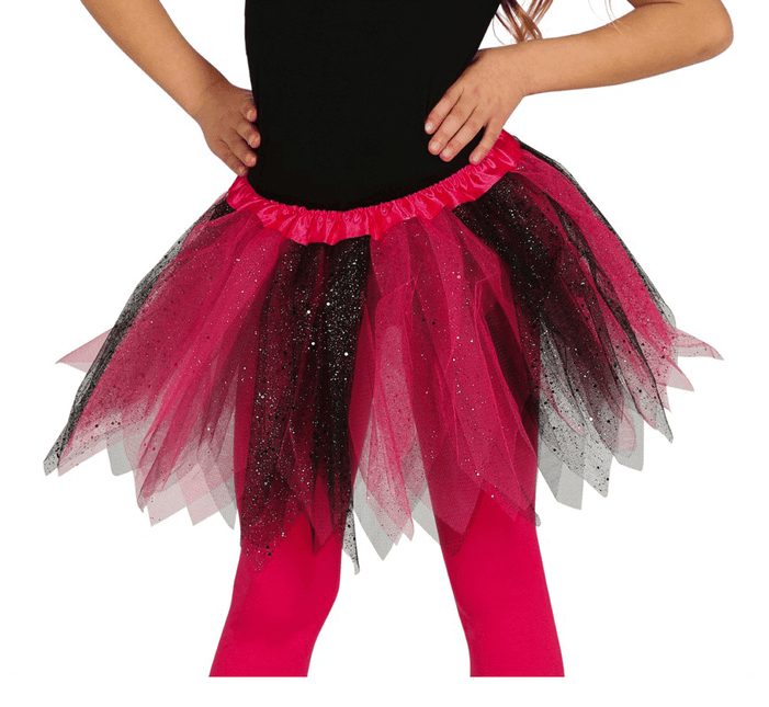 Tutu Glitter Zwart Roze Kind 31cm van Fiestas Guirca koop je bij Partywinkel