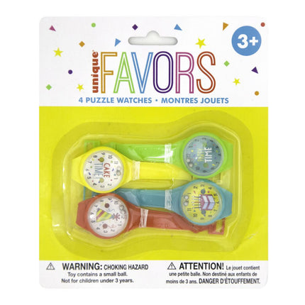 Uitdeelcadeautjes Horloge Puzzels 17,8cm 4st van Unique koop je bij Partywinkel