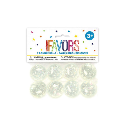 Uitdeelcadeautjes Stuiterballen Doorzichtig 3cm 8st van Unique koop je bij Partywinkel