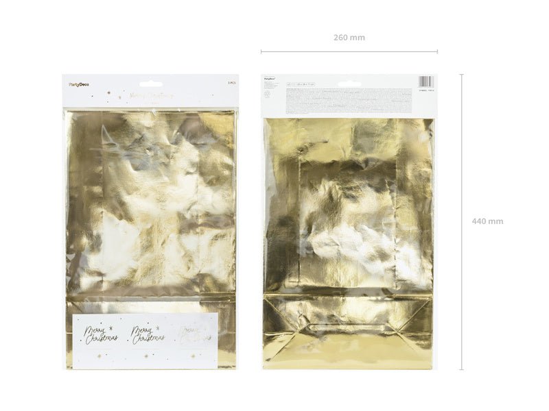 Uitdeelzakjes Goud 38cm 3st van Partydeco koop je bij Partywinkel