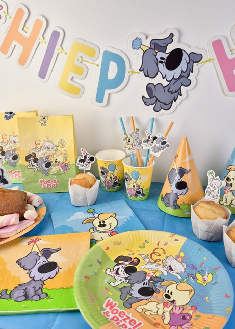 Uitdeelzakjes Woezel & Pip met stickers 20cm 8st van Haza Witbaard koop je bij Partywinkel