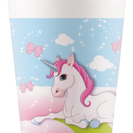 Unicorn Bekers Papier 200ml 8st van Procos koop je bij Partywinkel
