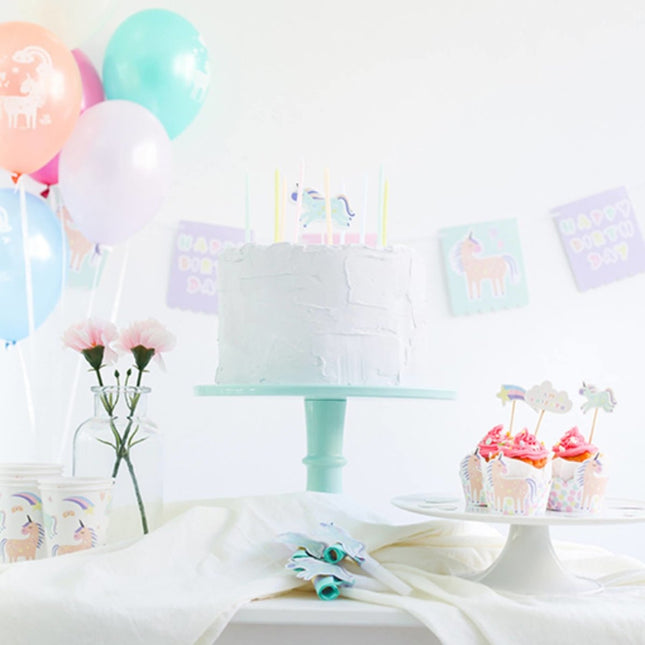 Unicorn Kaarsen Rainbows 10cm 11st van Folat koop je bij Partywinkel