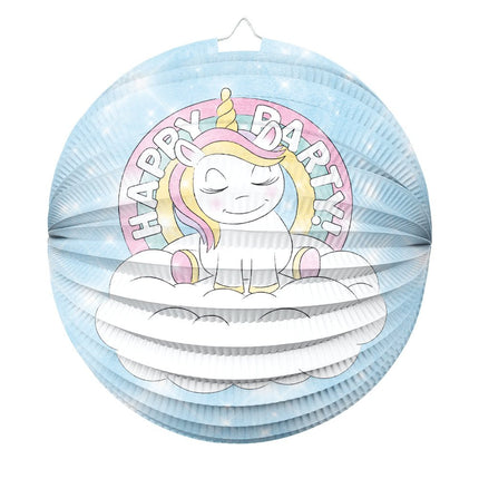 Unicorn Lampion Rond Happy Birthday van WeFiesta koop je bij Partywinkel