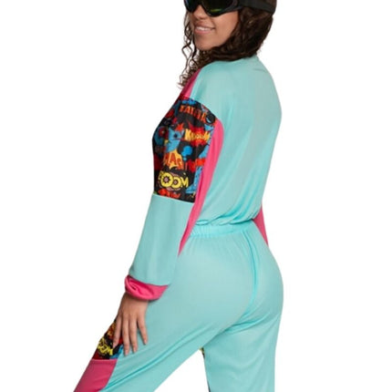 80er Jahre Skianzug mit Schutzbrille Comic - Unisex