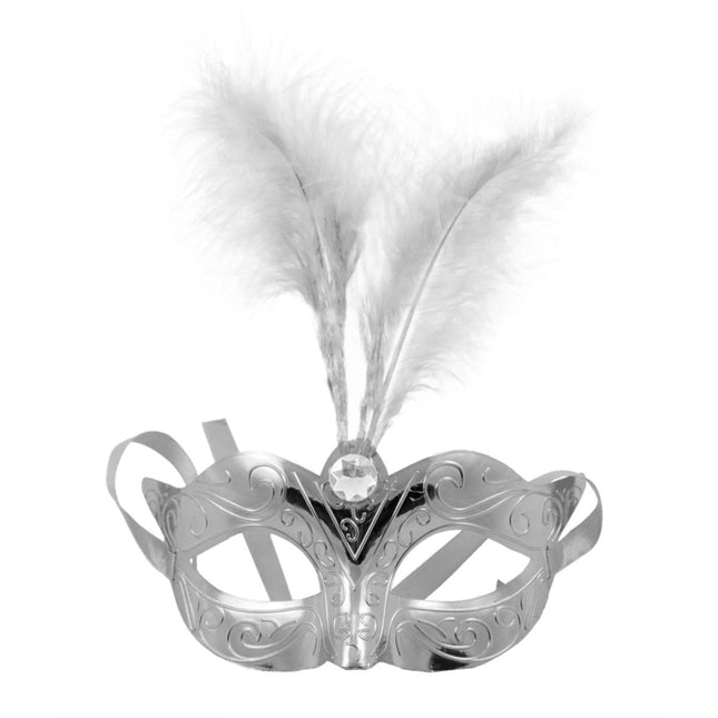 Venetiaans masker metallic zilver van Folat koop je bij Partywinkel