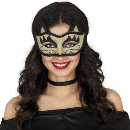 Venetiaans Oogmasker Goud Kat van Fiestas Guirca koop je bij Partywinkel