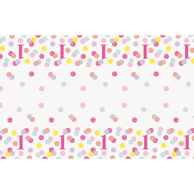 Verjaardag Tafelkleed 1 Jaar Stippen 2,13m van Unique koop je bij Partywinkel