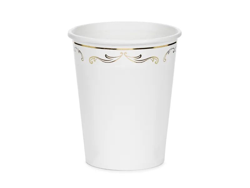 Versierde kopjes, wit, 220 ml van Partydeco koop je bij Partywinkel