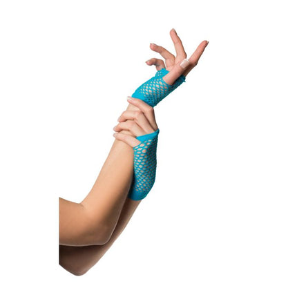 Vingerloze Handschoenen Kort Visnet Turquoise van Partychimp koop je bij Partywinkel
