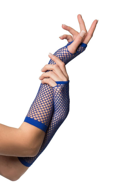 Fischnetz Handschuhe Blau Lang Fingerlos – Partywinkel