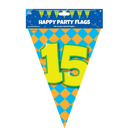Vlaggenlijn 15 Jaar Gekleurd 10m van Paper Dreams koop je bij Partywinkel