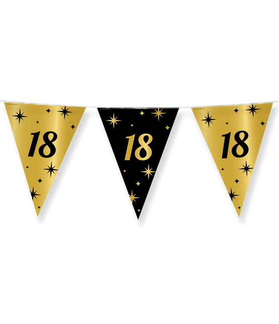 Vlaggenlijn 18 Jaar Goud Zwart 10m van Paper Dreams koop je bij Partywinkel