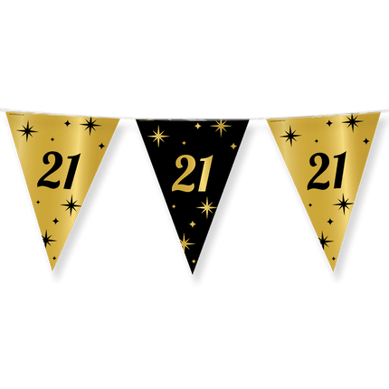 Vlaggenlijn 21 Jaar Goud Zwart 10m van Paper Dreams koop je bij Partywinkel