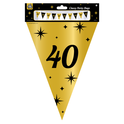 Vlaggenlijn 40 Jaar Goud Zwart 10m van Paper Dreams koop je bij Partywinkel