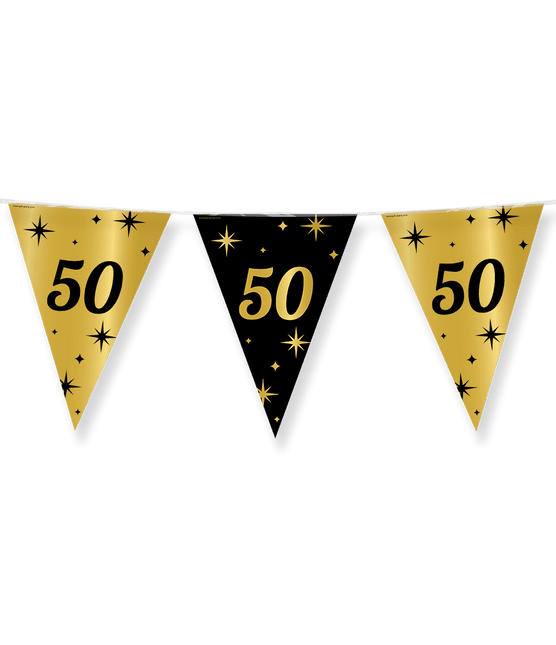 Vlaggenlijn 50 Jaar Goud Zwart 10m van Paper Dreams koop je bij Partywinkel