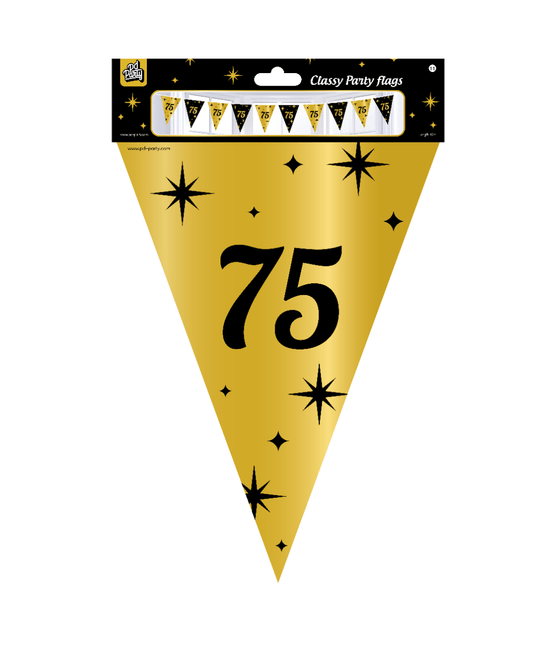 Vlaggenlijn 75 Jaar Goud Zwart 10m van Paper Dreams koop je bij Partywinkel