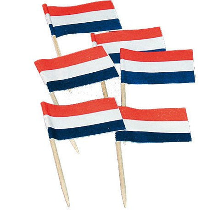 Vlaggetjes Rood - Wit - Blauw 7cm 50st van Haza Witbaard koop je bij Partywinkel