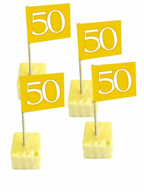 Vlagprikkers 50 Jaar Goud 50st - Partywinkel - 8714572077972