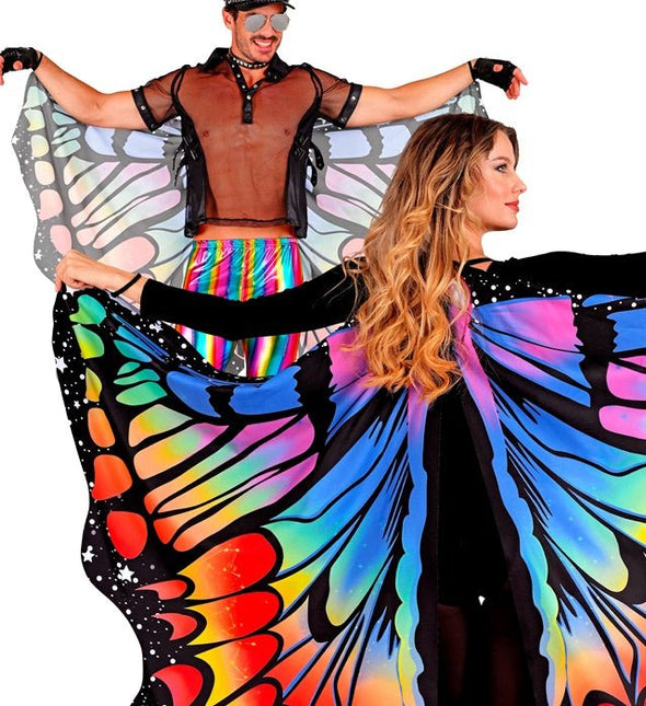 Vlinder vleugels regenboog 175x140cm van Widmann koop je bij Partywinkel
