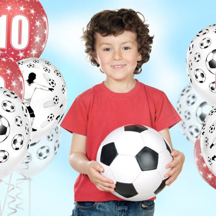 Voetbal Ballonnen Wit 30cm 6st van Partydeco koop je bij Partywinkel