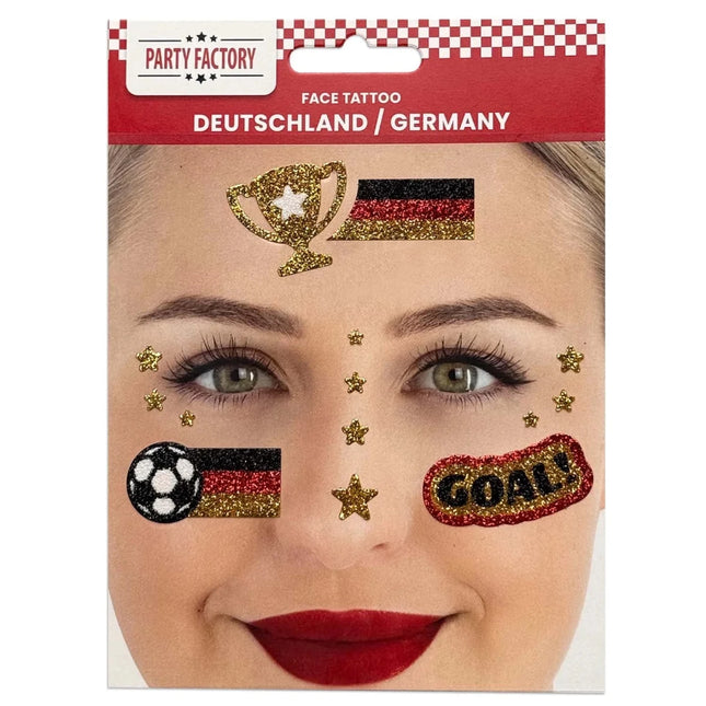 Voetbal Nep Tattoos Gezicht Glitter Duitsland van VDV Benefit koop je bij Partywinkel