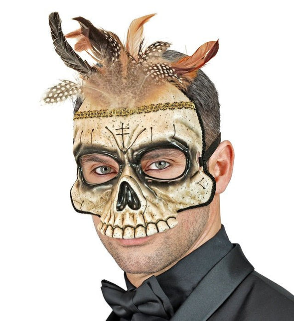 Voodoo Pop Masker Met Veren van Widmann koop je bij Partywinkel