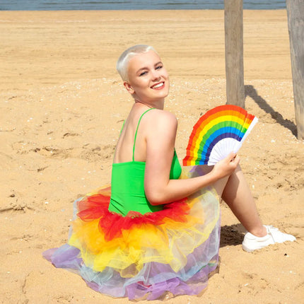 Waaier Regenboog Pride 23cm van Boland koop je bij Partywinkel