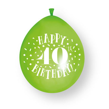 10ct Happy 40th Birthday 23cm Latex Balloons