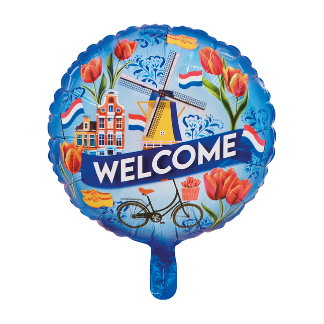 Welcome Helium Ballon Blauw Leeg 45cm van WeFiesta koop je bij Partywinkel