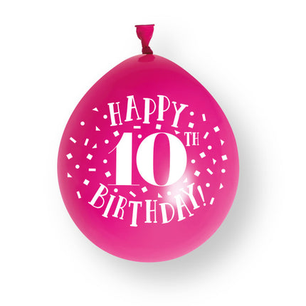 10 Stück Happy 10th Birthday 23cm Latex Ballons