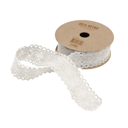 WEISSES BAUMWOLL-SPITZENBAND 2,5 CM X 2 M