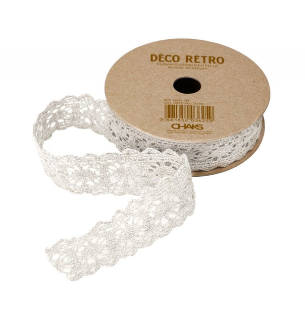 WEISSES BAUMWOLL-SPITZENBAND 2 CM X 2 M