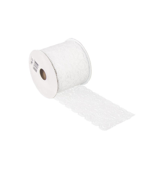 WEISSES SPITZEN-BAUMWOLLBAND 7 CM X 2 M