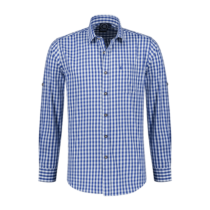 Wit Blauwe Blouse Heren Lange Mouw Krempelarm van Haus Huberts koop je bij Partywinkel