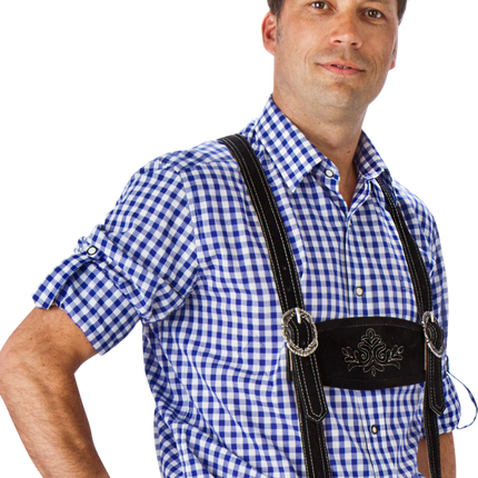 Wit Blauwe Blouse Heren Lange Mouw Krempelarm van Haus Huberts koop je bij Partywinkel