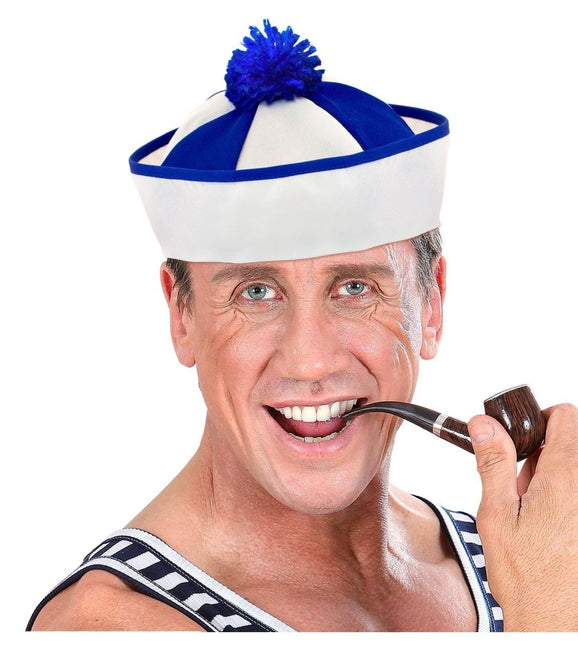 Wit Blauwe Muts Kapitein van Widmann koop je bij Partywinkel