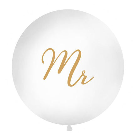 Witte Ballon Mr Goud 1m van Partydeco koop je bij Partywinkel