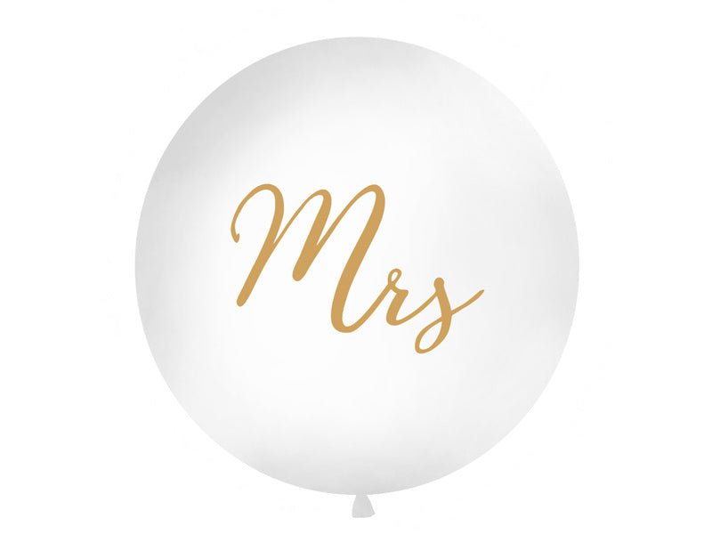 Witte Ballon Mrs Goud 1m van Partydeco koop je bij Partywinkel