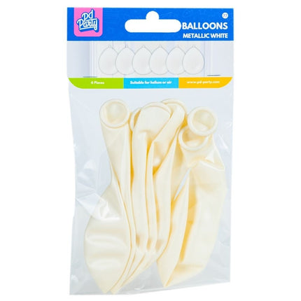 Witte Ballonnen Metallic 30cm 6st van Paper Dreams koop je bij Partywinkel