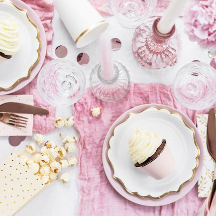 Witte Borden Gouden Rand 18,5cm 6st van Partydeco koop je bij Partywinkel