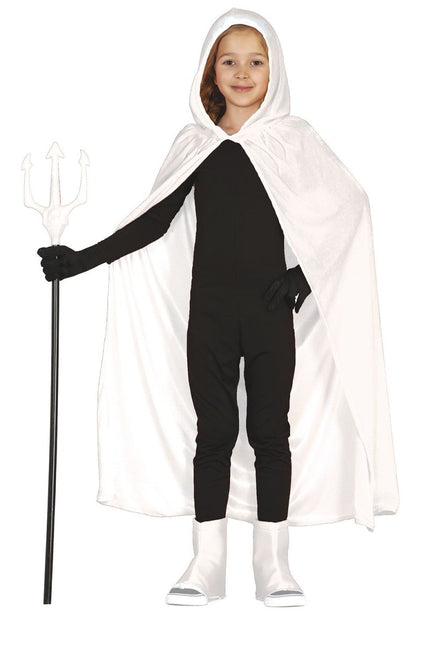 Witte Cape Kind Met Capuchon 1m - Partywinkel - 8434077189832