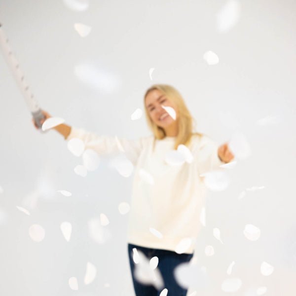 Witte Confetti Kanon 60cm van Riethmueller koop je bij Partywinkel