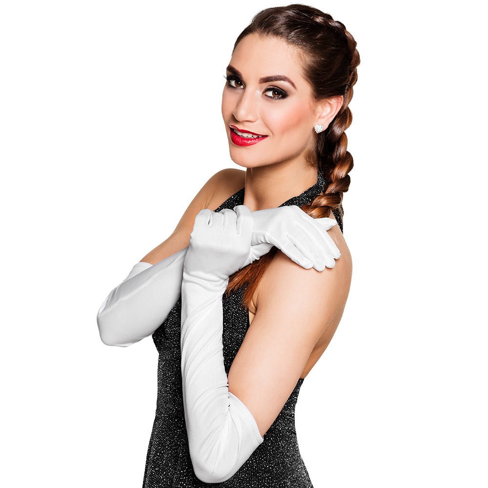 weiße handschuhe lang Weiße Handschuhe lang 40cm – Partywinkel