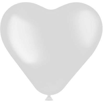 Witte Hartjes Ballonnen Coconut White 25cm 8st van Folat koop je bij Partywinkel
