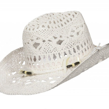 Witte Hoed Stro Dames van Wilbers & Wilbers koop je bij Partywinkel